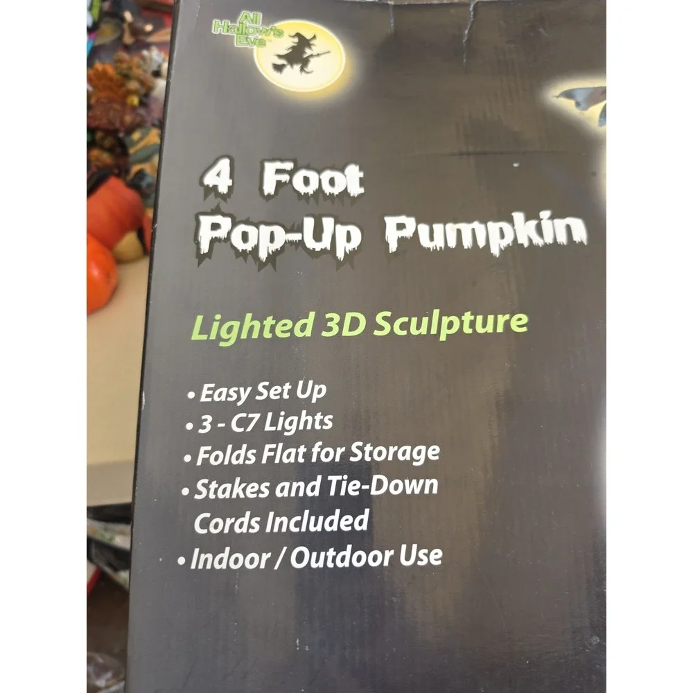 Vtg 4'Lighted Pop Up Pumpkin Stack Halloween Decor New!